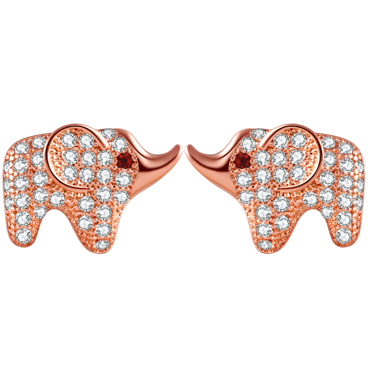Funshop Alloy Cute Elephant Ear Studs With Full Cz Pave In 2 Colors