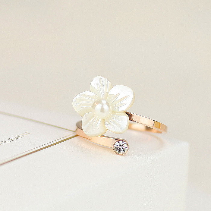 Fashion Shell Camellia Rings With Rhinestone Detail 050310 on Luulla